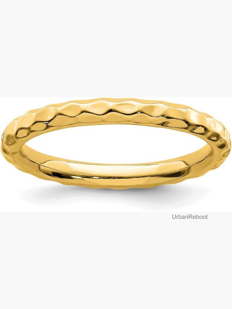 Solid Sterling Silver Stackable Expressions Hammered Ring Band
